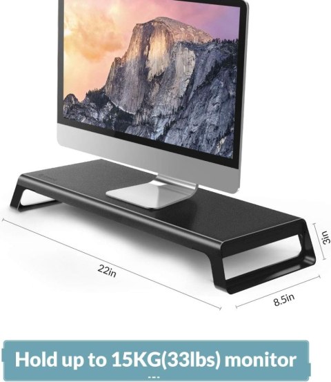 STOJAK NA MONITOR TELEWIZOR LAPTOP ALUMINIOWY CZARNY DO 15KG 58x24x10cm