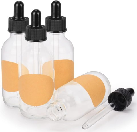 SZKLANA BUTELKA Z ZAKRAPLACZEM NA OLEJK PRZEZROCZYSTA PUSTA 60 ml 4szt SZKLANA BUTELKA Z ZAKRAPLACZEM NA OLEJK PRZEZROCZYSTA PUSTA 60 ml 4szt