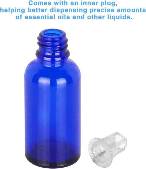 SZKLANA BUTELKA Z ZAKRAPLACZEM NA OLEJKI ETERYCZNE NIEBIESKA PUSTA 30 ml x4 SZKLANA BUTELKA Z ZAKRAPLACZEM NA OLEJKI ETERYCZNE NIEBIESKA PUSTA 30 ml x4