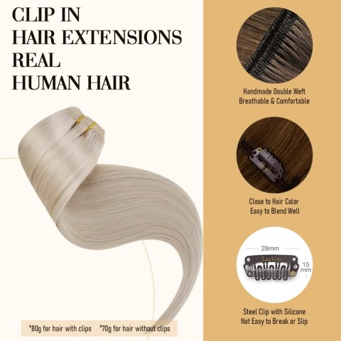 WŁOSY DOCZEPIANE CLIP IN NATURALNE PRZEDŁUŻANIE BLOND 40CM 80G 5SZT WŁOSY DOCZEPIANE CLIP IN NATURALNE PRZEDŁUŻANIE BLOND 40CM 80G 5SZT