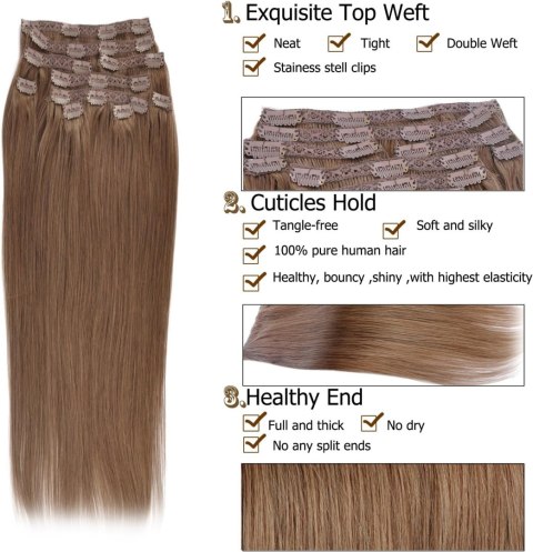 WŁOSY DOCZEPIANE CLIP IN NATURALNE PRZEDŁUŻANIE JASNY BRĄZ 35CM 120G #6 WŁOSY DOCZEPIANE CLIP IN NATURALNE PRZEDŁUŻANIE JASNY BRĄZ 35CM 120G #6