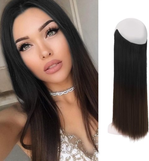 WŁOSY SYNTETYCZNE PRZEDŁUŻANIE PROSTE DOCZEPIANE OMBRE CIEMNY BRĄZ 46cm WŁOSY SYNTETYCZNE PRZEDŁUŻANIE PROSTE DOCZEPIANE OMBRE CIEMNY BRĄZ 46cm