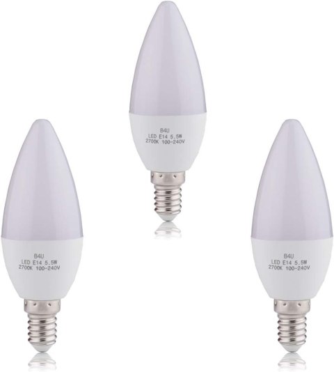 ŻARÓWKI ŚWIECZKOWE LED E14 BIAŁY CIEPŁY 5,5W 2700K 550LM C37 3szt ŻARÓWKI ŚWIECZKOWE LED E14 BIAŁY CIEPŁY 5,5W 2700K 550LM C37 3szt