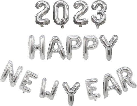 ZESTAW BALONÓW HAPPY NEW YEAR 2023 NOWY ROK SREBRNY SYLWESTER ZESTAW BALONÓW HAPPY NEW YEAR 2023 NOWY ROK SREBRNY SYLWESTER