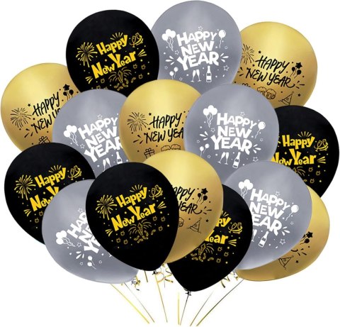 ZESTAW BALONÓW HAPPY NEW YEAR NOWY ROK ZŁOTY CZARNY SYLWESTER SZAMPAN ZESTAW BALONÓW HAPPY NEW YEAR NOWY ROK ZŁOTY CZARNY SYLWESTER SZAMPAN