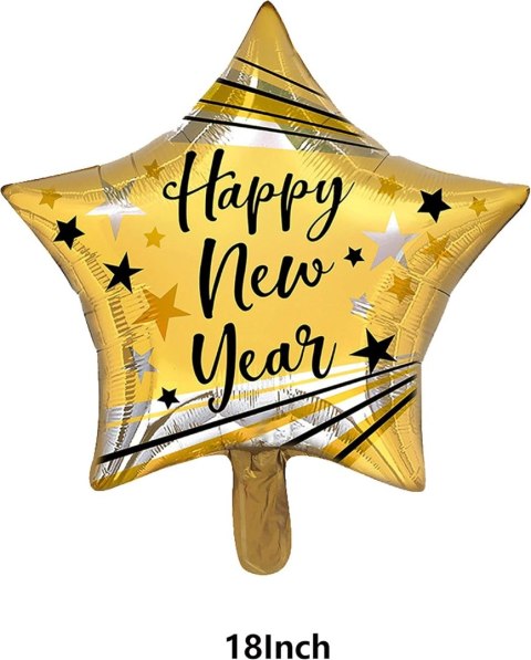 ZESTAW BALONÓW HAPPY NEW YEAR NOWY ROK ZŁOTY CZARNY SYLWESTER SZAMPAN ZESTAW BALONÓW HAPPY NEW YEAR NOWY ROK ZŁOTY CZARNY SYLWESTER SZAMPAN