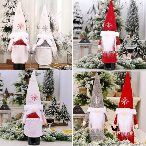 4x OSŁONA NA BUTELKĘ WINA ŚWIĄTECZNA BOŻE NARODZENIE SKRZATY POKROWIEC 39cm
