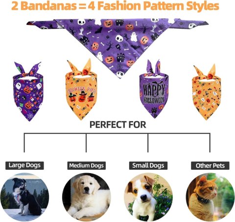 BANDANA HALLOWEEN DLA PUPILA PSA CHUSTKA FIOLETOWA ŻÓŁTA 4MOŻLIWOŚCI 2SZT BANDANA HALLOWEEN DLA PUPILA PSA CHUSTKA FIOLETOWA ŻÓŁTA 4MOŻLIWOŚCI 2SZT