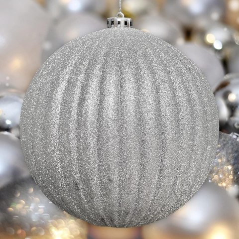 DUŻA BOMBKA SREBRNY BROKAT BŁYSZCZĄCA KULA ŚREDNICA BOŻE NARODZENIE 18CM DUŻA BOMBKA SREBRNY BROKAT BŁYSZCZĄCA KULA ŚREDNICA BOŻE NARODZENIE 18CM