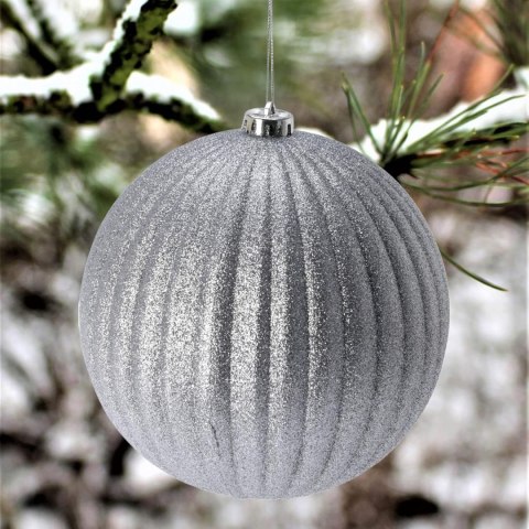 DUŻA BOMBKA SREBRNY BROKAT BŁYSZCZĄCA KULA ŚREDNICA BOŻE NARODZENIE 18CM DUŻA BOMBKA SREBRNY BROKAT BŁYSZCZĄCA KULA ŚREDNICA BOŻE NARODZENIE 18CM