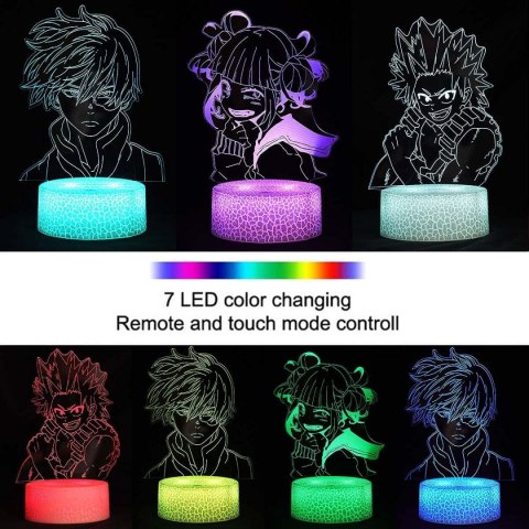 LAMPKA NOCNA 3D ILLUSION DLA DZIECI 3 WZORY 16 KOLORÓW WZÓR ANIME LAMPKA NOCNA 3D ILLUSION DLA DZIECI 3 WZORY 16 KOLORÓW WZÓR ANIME