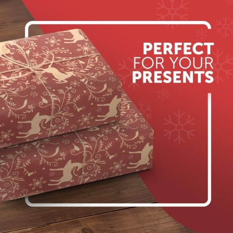 PAPIER DO PAKOWANIA PREZENTÓW CZERWONY RENIFERY ŚWIĄTECZNY 44cm 25m 100g/m² PAPIER DO PAKOWANIA PREZENTÓW CZERWONY RENIFERY ŚWIĄTECZNY 44cm 25m 100g/m²