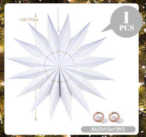 ŚWIĄTECZNA GWIAZDA LED PODŚWIETLANA LAMPION AŻUROWA 3D 16-punktowa 73cm ŚWIĄTECZNA GWIAZDA LED PODŚWIETLANA LAMPION AŻUROWA 3D 16-punktowa 73cm