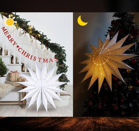 ŚWIĄTECZNA GWIAZDA LED PODŚWIETLANA LAMPION AŻUROWA 3D 16-punktowa 73cm ŚWIĄTECZNA GWIAZDA LED PODŚWIETLANA LAMPION AŻUROWA 3D 16-punktowa 73cm