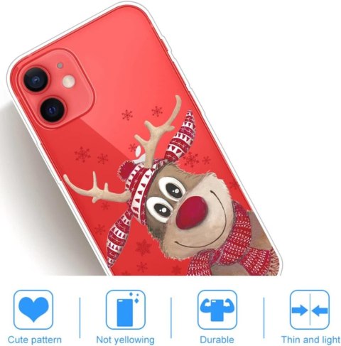 SZKŁO ETUI ŚWIĄTECZNE IPHONE 12/12 PRO PRZEZROCZYSTE RENIFER SZKŁO ETUI ŚWIĄTECZNE IPHONE 12/12 PRO PRZEZROCZYSTE RENIFER