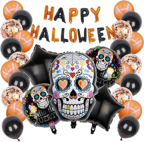 ZESTAW BALONÓW HALLOWEEN IMPREZA GIRLANDA CZASZKA CZARNE POMARAŃCZOWE ZESTAW BALONÓW HALLOWEEN IMPREZA GIRLANDA CZASZKA CZARNE POMARAŃCZOWE