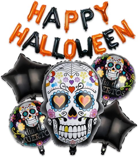 ZESTAW BALONÓW HALLOWEEN IMPREZA GIRLANDA CZASZKA CZARNE POMARAŃCZOWE ZESTAW BALONÓW HALLOWEEN IMPREZA GIRLANDA CZASZKA CZARNE POMARAŃCZOWE