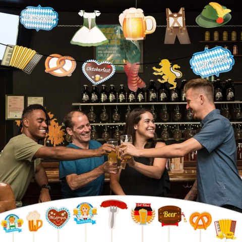ZESTAW DEKORACJI OKTOBERFEST TOPPERY NA BABECZKI BANER ZESTAW DEKORACJI OKTOBERFEST TOPPERY NA BABECZKI BANER