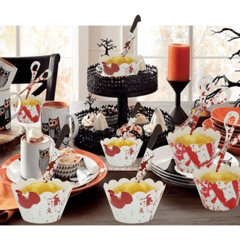 12 SZTUK FOREMKI PAPILOTY DO BABECZEK HALLOWEEN NOŻYCZKI KRWAWY NÓŻ 12 SZTUK FOREMKI PAPILOTY DO BABECZEK HALLOWEEN NOŻYCZKI KRWAWY NÓŻ
