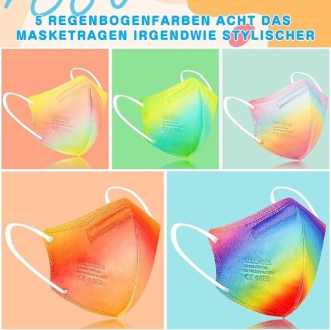 200x MASECZKI OCHRONNE MULTIKOLOR 3 WARSTWOWE CERTYFIKAT CE GUMKA FFP2 200x MASECZKI OCHRONNE MULTIKOLOR 3 WARSTWOWE CERTYFIKAT CE GUMKA FFP2