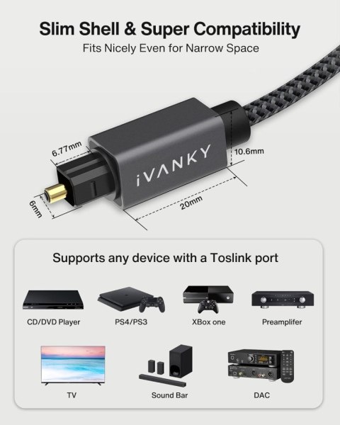 KABEL OPTYCZNY POZŁACANY 24K ZŁOTEM 1,8m TOSLINK DO KINA DOMOWEGO XBOX PS5 KABEL OPTYCZNY POZŁACANY 24K ZŁOTEM 1,8m TOSLINK DO KINA DOMOWEGO XBOX PS5