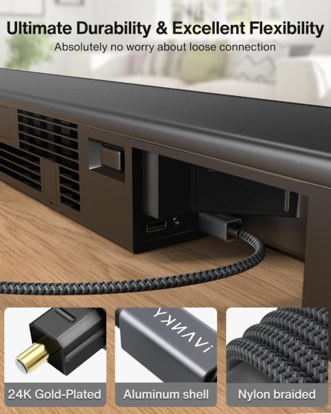 KABEL OPTYCZNY POZŁACANY 24K ZŁOTEM 1,8m TOSLINK DO KINA DOMOWEGO XBOX PS5 KABEL OPTYCZNY POZŁACANY 24K ZŁOTEM 1,8m TOSLINK DO KINA DOMOWEGO XBOX PS5