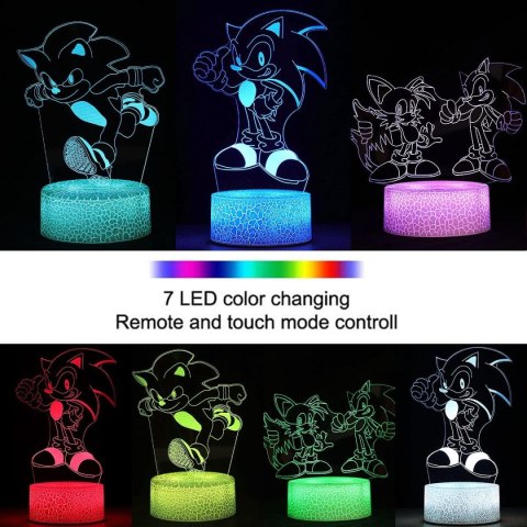 LAMPKA NOCNA 3D ILLUSION DLA DZIECI 3 WZORY 16 KOLORÓW WZÓR SONIC LAMPKA NOCNA 3D ILLUSION DLA DZIECI 3 WZORY 16 KOLORÓW WZÓR SONIC