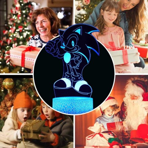LAMPKA NOCNA 3D ILLUSION DLA DZIECI 3 WZORY 16 KOLORÓW WZÓR SONIC LAMPKA NOCNA 3D ILLUSION DLA DZIECI 3 WZORY 16 KOLORÓW WZÓR SONIC