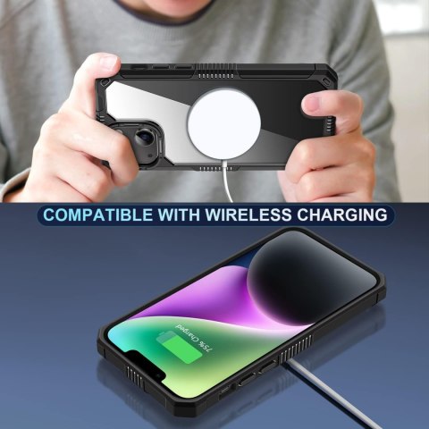 PRZEZROCZYSTE ETUI MOCNE IPHONE 14 Plus 6.7' CZARNA RAMKA
