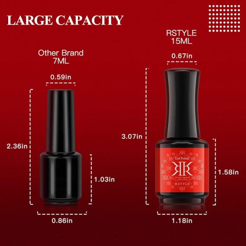 LAKIER DO PAZNOKCI ŻELOWE DWA KOLORY CZERWONY BIAŁY DUŻY ZESTAW 2x 15ml