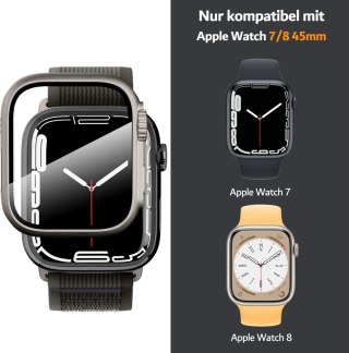 SREBRNE ETUI SZKŁO NA ZEGAREK APPLE WATCH 7/8/9 45MM