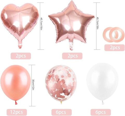 ZESTAW BALONÓW ROSE GOLD 4 URODZINY SERCE GWIAZDKA ZESTAW BALONÓW ROSE GOLD 4 URODZINY SERCE GWIAZDKA