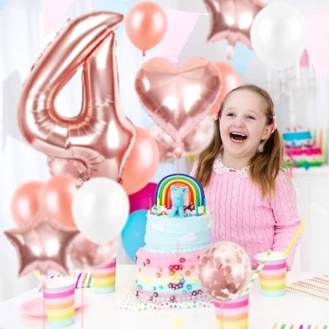 ZESTAW BALONÓW ROSE GOLD 4 URODZINY SERCE GWIAZDKA ZESTAW BALONÓW ROSE GOLD 4 URODZINY SERCE GWIAZDKA