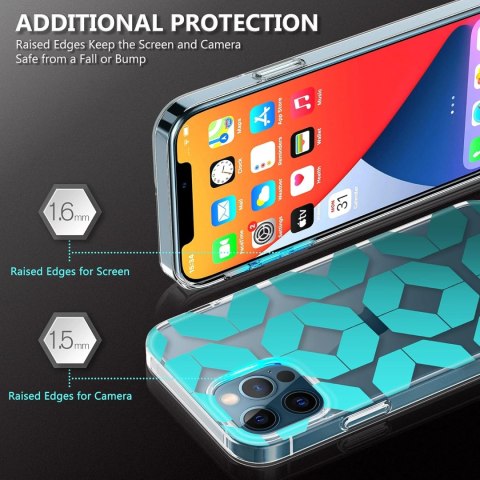 ETUI APPLE IPHONE 12/12 PRO NIEBIESKIE WZORY +SZKŁO