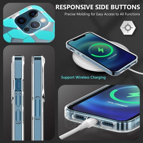 ETUI APPLE IPHONE 12/12 PRO NIEBIESKIE WZORY +SZKŁO