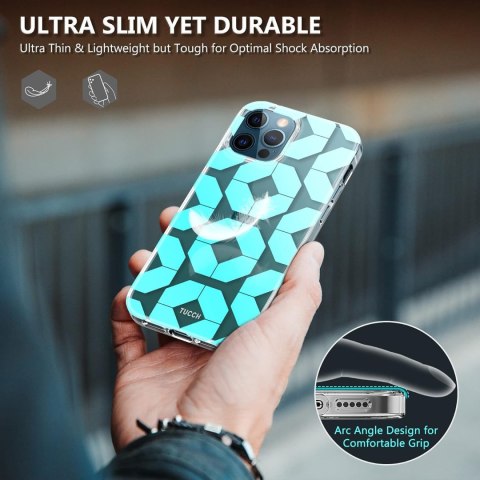 ETUI APPLE IPHONE 12/12 PRO NIEBIESKIE WZORY +SZKŁO