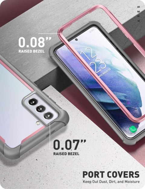 ETUI SAMSUNG GALAXY S21+ SZARO RÓŻOWA RAMKA PRZEZROCZYSTE PLECKI ETUI SAMSUNG GALAXY S21+ SZARO RÓŻOWA RAMKA PRZEZROCZYSTE PLECKI