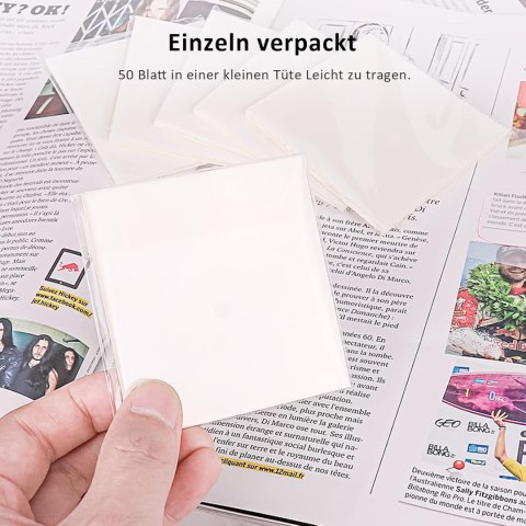 KARTECZKI SAMOPRZYLEPNE PRZEZROCZYSTE 75x75mm x300 KARTECZKI SAMOPRZYLEPNE PRZEZROCZYSTE 75x75mm x300