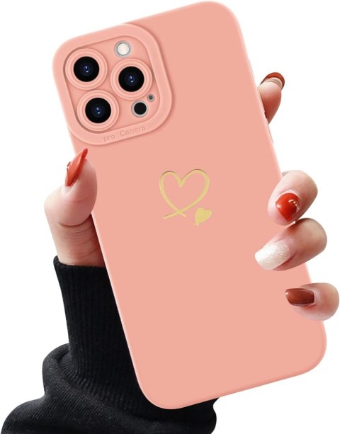 RÓŻOWE ETUI IPHONE 13 PRO 6.1' ZŁOTE SERCE LOVE RÓŻOWE ETUI IPHONE 13 PRO 6.1' ZŁOTE SERCE LOVE