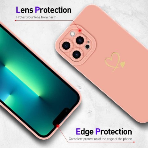 RÓŻOWE ETUI IPHONE 13 PRO 6.1' ZŁOTE SERCE LOVE RÓŻOWE ETUI IPHONE 13 PRO 6.1' ZŁOTE SERCE LOVE