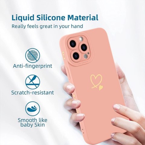 RÓŻOWE ETUI IPHONE 13 PRO 6.1' ZŁOTE SERCE LOVE RÓŻOWE ETUI IPHONE 13 PRO 6.1' ZŁOTE SERCE LOVE