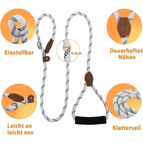 SMYCZ DLA PSA RINGÓWKA SZARA REGULACJA 130cm L SMYCZ DLA PSA RINGÓWKA SZARA REGULACJA 130cm L