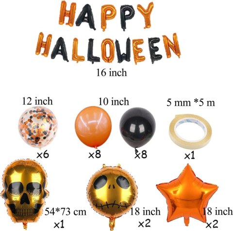BALONY HALLOWEEN DEKORACJA DUŻY ZESTAW 28 SZTUK BALONY HALLOWEEN DEKORACJA DUŻY ZESTAW 28 SZTUK