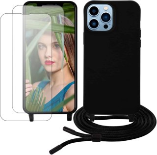 ETUI CZARNE SILIKONOWE APPLE IPHONE 13 PRO MAX 6.7" +2x SZKŁO HARTOWANE