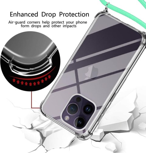 ETUI IPHONE 14 PRO 6.1' SZKŁO EKRAN SMYCZ ZIELONA ETUI IPHONE 14 PRO 6.1' SZKŁO EKRAN SMYCZ ZIELONA