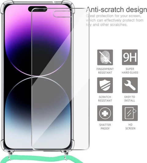ETUI IPHONE 14 PRO 6.1' SZKŁO EKRAN SMYCZ ZIELONA ETUI IPHONE 14 PRO 6.1' SZKŁO EKRAN SMYCZ ZIELONA