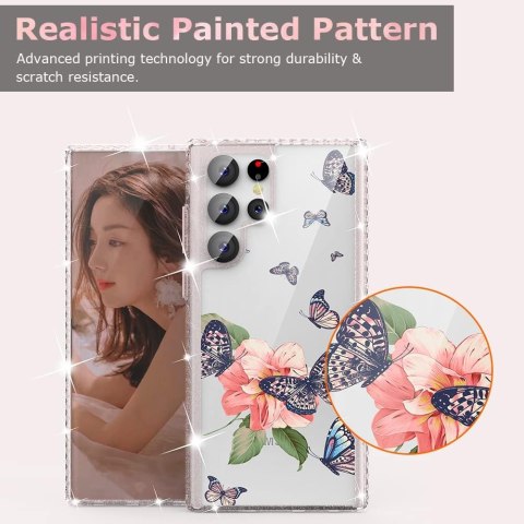 ETUI PRZEŹROCZYSTE BROKAT MOTYLE SAMSUNG GALAXY S22 ULTRA ETUI PRZEŹROCZYSTE BROKAT MOTYLE SAMSUNG GALAXY S22 ULTRA