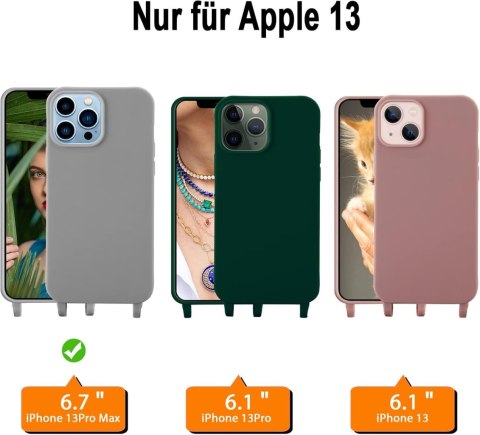 ETUI ZE SMYCZĄ APPLE IPHONE 13 PRO MAX 6.7" SZARE +2x SZKŁO HARTOWANE ETUI ZE SMYCZĄ APPLE IPHONE 13 PRO MAX 6.7" SZARE +2x SZKŁO HARTOWANE