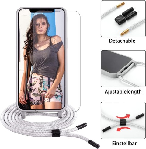 ETUI ZE SMYCZĄ APPLE IPHONE 13 PRO MAX 6.7" SZARE +2x SZKŁO HARTOWANE ETUI ZE SMYCZĄ APPLE IPHONE 13 PRO MAX 6.7" SZARE +2x SZKŁO HARTOWANE