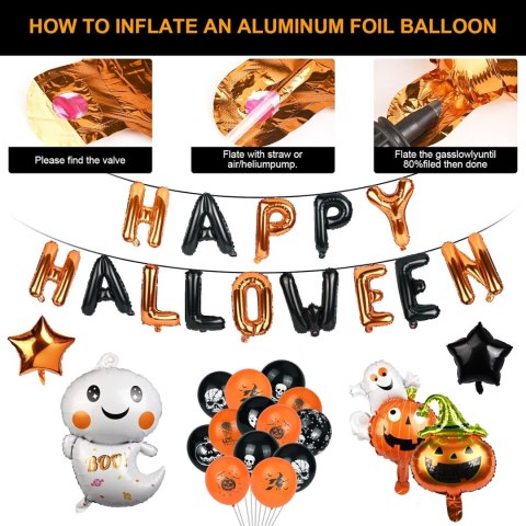 FOLIOWE BALONY HALLOWEEN DUŻY ZESTAW DEKORACJI FOLIOWE BALONY HALLOWEEN DUŻY ZESTAW DEKORACJI